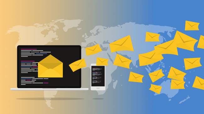 computer showing outgoing emails that are protected with hosted email security